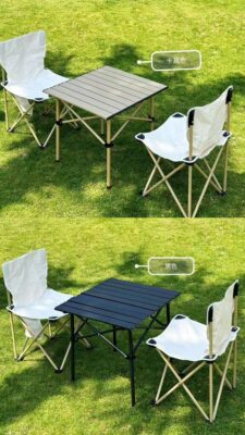 Bộ bàn ghế xếp gọn ngoài trời 3 món – SHANMUD ASHU, 2 ghế + 1 bàn, bàn ghế camping