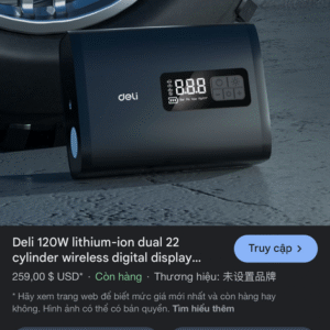 Máy bơm hơi không dây Deli DL880190, bơm ô tô,  xe đạp, xe máy …