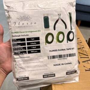Bộ dụng cụ cắm hoa FLORZO - 3 băng dính hoa, dây hoa dạng dẹt 22, thân dây hoa 26 & kìm cắt dây