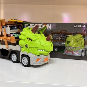 Đồ chơi xe tải khủng long chở 12 oto đua hãng EJECTION