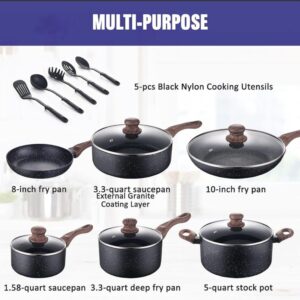 Bộ nồi,chảo 16 món hãng Allgetc ( Amazon Mỹ ) dùng được bếp từ,ko chứa PFOA, đạt chuẩn FDA Mỹ